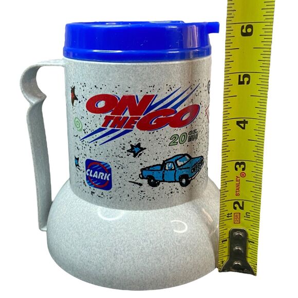Road Warrior CLARK Gas Station Reusable Travel Mug Wide Base Non-Slip Blue 90s - Picture 2 of 13